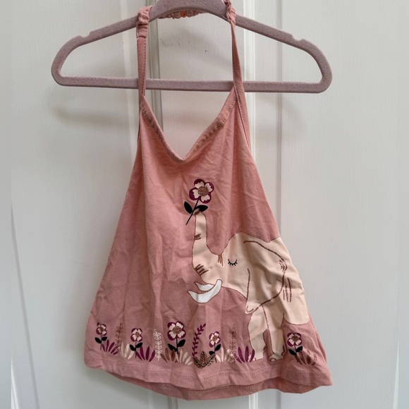 The Children's Place 2T Girls Pink Elephant Floral Camisole Halter Top Blouse - Picture 1 of 5